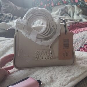 Steve Madden Cream Crossbody Bag Camera Design